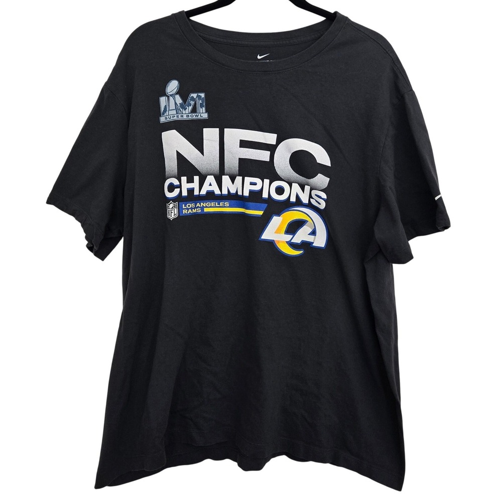 Nike LA Rams NFC‎ Champions T-Shirt XXL Super Bowl LVI Locker Room Black 2022